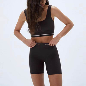 Conjunto Deportivo para Mujer, 2 Piezas, Top y Pantalones Cortos, Ropa Deportiva sin Costuras, Conjunto de Yoga 2024, Servicio de Logotipo Personalizado OEM - Product Image 1