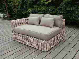 Sofá Individual de Ratán Contemporáneo para Exteriores con Cojines Beige, Muebles de Jardín de Mimbre de PE Resistentes a los Rayos UV - Product Image 5