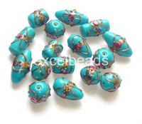 Perles en verre soufflé pour décoration de gâteau de mariage, 10 mm, formes variées, tailles mélangées, perles en vrac couleur lime, cristal
