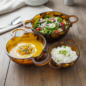 Bols de service en résine design avec poignées – Ensemble de vaisselle décorative contemporaine pour la salle à manger, les cadeaux, les fêtes de déménagement et les occasions festives - Product Image 1