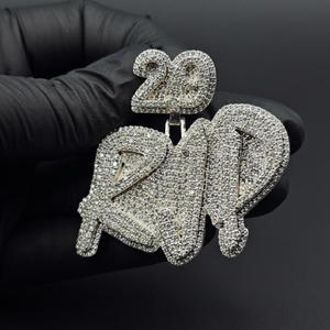 Moissanite Diamond <b>Iced</b> Out " RJP" Necklace Hip Hop Pendant Bling <b>Chain</b> Luxury Statement Jewelry Gift - Product Image 1