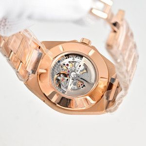 Reloj de Hombre Mecánico Automático de Lujo, con Esfera Dorada Rosa, Calendario Perpetuo y Fase Lunar, para Eventos Formales y Casuales - Product Image 6
