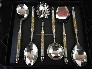 Cuillères de service de luxe en acier inoxydable avec longue poignée plaqué or miroir polonais Grandeur Grip-K S exportations pour une utilisation en fête - Product Image 4