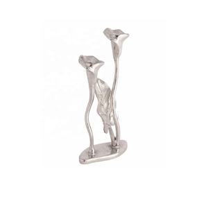 Support en métal nickelé à une bougie en aluminium moulé de haute qualité avec motifs de corde pour la décoration intérieure Occasions festives Noël - Product Image 6