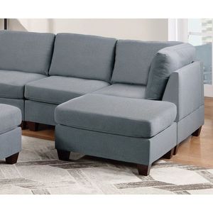 9 pezzi componibili Set componibile da soggiorno in tessuto di lino grigio 3x angolo cuneo 4x poltrone senza braccia 2x pouf - Product Image 5