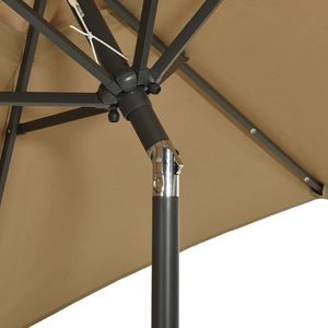 Ombrellone da Giardino in Tessuto Grigio Scuro e Taupe (100% Poliestere) con Struttura in Alluminio per Uso Esterno - Product Image 6