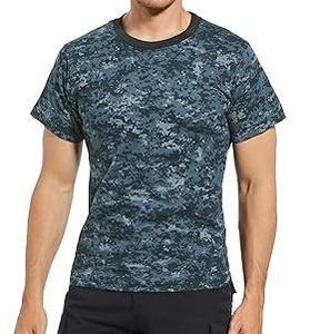 เสื้อยืดแขนสั้นลายพรางสำหรับผู้ชาย ทรงหลวม คอกลม สวมใส่สบาย ระบายอากาศได้ดี ผ้าถัก 100% คอตตอน ด้านหน้ากันยับ ซักแห้งเร็ว - Product Image 1