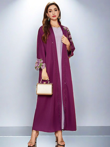Vestido Abaya para mujer musulmana, vestido Abaya bordado, Abaya de lujo, Abaya al por mayor estilo Dubái, fabricantes de Abayas, logotipo personalizado - Product Image 6