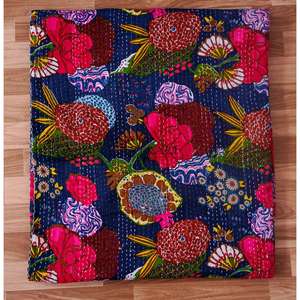 Manta india de alta calidad con estampado floral, ecológica, 100% algodón puro, hecha a mano, tipo Kantha, para uso doméstico, ¡muy vendida! - Product Image 6