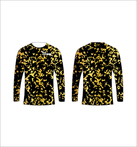 Custom <b>Gold</b> Black Speckle Pattern Long Sleeve T-<b>Shirt</b> Moisture Wicking Performance Athletic Training Sports <b>Shirt</b> Fitness Top - Product Image 1