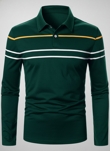 Camisa Polo Clásica de Manga Larga a Rayas para Hombre, Informal, para Negocios, Golf, Rugby, con Botones y Cuello, para Otoño e Invierno - Product Image 5