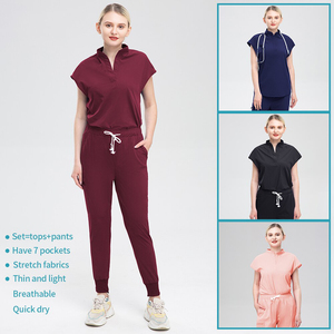 Conjunto de Uniforme Médico para Hospital, Blusa de Cuello en V y Pantalones de Yoga, Corte Ajustado, para Enfermeras y Personal Dental, Venta al Por Mayor - Product Image 2
