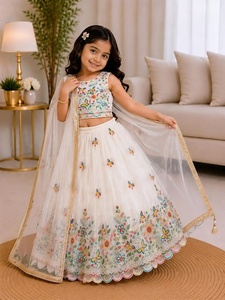 Ensemble de lehenga traditionnel indien pakistanais pour filles avec broderie florale et papillon pour enfants de 2 à 15 ans - Product Image 2