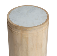 Table d'appoint Vandana Aston Hexa en bois de manguier et marbre blanc