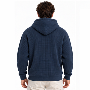 <b>Mens</b> Waffle Knit Hoodie Long Sleeve Pullover <b>Thermal</b> Casual Sports Outdoor Winter Custom Hooded Sweatshirt Wholesale Streetwear - Product Image 6