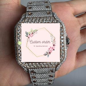 นาฬิกาข้อมือผู้ชายหรูหรา ทรงสี่เหลี่ยม 41 มม. ประดับเพชร VVS มอยส์ซาไนต์ ระบบจักรกล พร้อมฟังก์ชั่นวันที่ ตัวเรือนสแตนเลส กระจกแซฟไฟร์ สายขนาด 20 มม. ดีไซน์อนาล็อก สไตล์ฮิปฮอป - Product Image 3