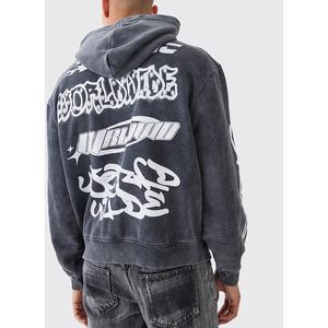 Polar 100% algodón hombres pulóver Sudadera con capucha personalizado Vintage ácido lavado desgastado francés Terry sudadera liso teñido Digital para - Product Image 1