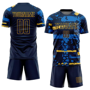 ชุดเสื้อฟุตบอลแบบซับลิเมชั่นสั่งทำพิเศษสำหรับผู้ชาย แขนสั้น ลายพิมพ์เรขาคณิต ผ้าโพลีเอสเตอร์ซับเหงื่อ ชุดยูนิฟอร์มพร้อมชื่อทีมและหมายเลข - Product Image 2