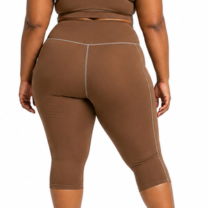 Women Plus Size Capri Leggings Breathable Sportswear 3/4 Compression Pants Custom Logo Gym Fitness <b>Tights</b> Women High Waist Capri - Product Image 2