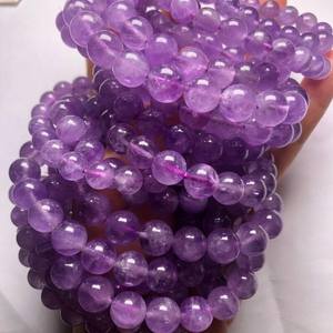 Perles rondes en améthyste naturelle non traitée, améthyste nuageuse, demi-brin pour la fabrication de bijoux et artisanat DIY - Product Image 3