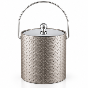Seau à glace en acier inoxydable avec poignée texturée tressée pour bar, fait main, écologique, capacité 1L, design moderne, construction durable - Product Image 1
