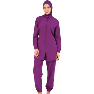 OEM Customize Long Sleeve Islamic Women's Burkini Set High Cut Print Front Logo <b>Full</b> Coverage Swimwear - Product Image 3