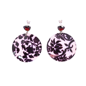 <b>Garnet</b> Hydro & Mother of Pearl Resin Art Dangle <b>Earring</b> | 925 Sterling Silver - Product Image 1
