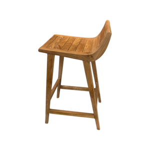 Tabouret de bar moderne en teck massif, style mid-century, pour îlot de cuisine - Product Image 2