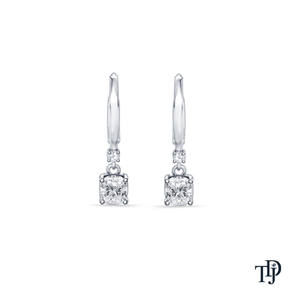 ต่างหูเพชรทรงคุชชั่นคัท 18K ทองคำ ประดับเพชรเลี้ยงในห้องปฏิบัติการ - Product Image 1