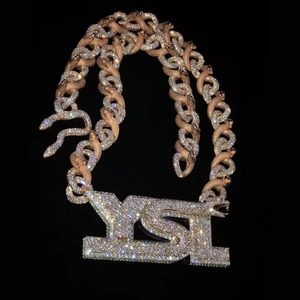 Iced Out <b>Initial</b> Letter <b>Pendant</b> Moissanite 18K Gold Plated Hip Hop Rapper Bling Charm For Men's Pass Diamond Tester <b>Pendant</b> - Product Image 5