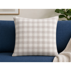 Funda de Cojín a Cuadros Teñida con Hilo 100% Lino |   Funda de Almohada Decorativa Suave para Sofá, Cama y Decoración del Hogar - Product Image 1