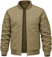 Blouson bomber décontracté kaki pour homme, coupe-vent léger avec fermeture éclair, col montant et poche latérale utilitaire