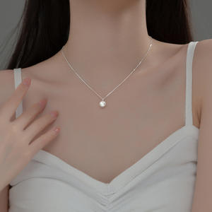 Collar de Perlas de Agua Dulce de 6-7 mm con Hebilla de Herradura de Plata de Ley S925, con Luz Intensa, Uso Diario, Círculo Perfecto con Ligeras Imperfecciones - Product Image 2