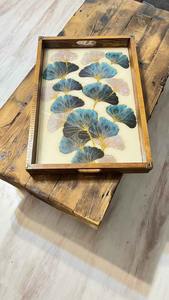 Bandeja de servir de madera con estampado de esmalte de nuevo diseño, herramientas de servir desayuno duraderas con acabado de madera sostenible para cocina, hogar y fiestas. - Product Image 4