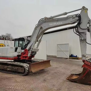 Mini-chargeuse sur chenilles d'occasion de 3 tonnes, jaune, avec rotation à 360 degrés et chenilles en caoutchouc, pour travaux d'aménagement paysager résidentiel - Product Image 1