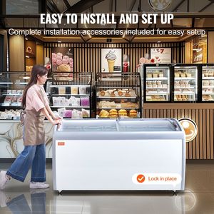 Vetrina Espositiva Commerciale per Gelato da 16,3 Cu.ft con Coperchio in Vetro Mobile e Congelatore Profondo per Uso Ristorazione - Product Image 6