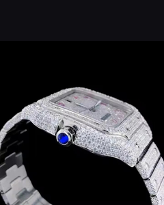Luxury Moissanite Wristwatch Men Full Stone Setting Stainless Steel <b>Diamond</b> <b>Watch</b> - Product Image 3