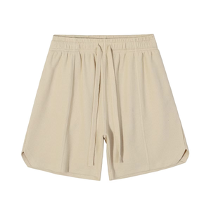 Pantalones Cortos Deportivos de Punto para Hombre, Color Negro Sólido, Cintura Elástica, Corte Medio, Transpirables, para Entrenamiento - Product Image 3