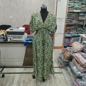 Boho Maxi <b>Dress</b> <b>Women</b> V Neck Puff Sleeve Elastic Waist Backless Ruffle Tiered Floral Summer <b>Dress</b> - Product Image 2