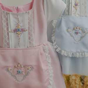 100% bordado a mano multicolor cuello cuadrado princesa tafetán bebé vestido diseño único hasta la rodilla Sabina ODM para niños - Product Image 3