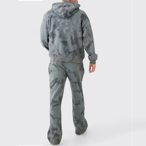 Ensemble de survêtement et de jogging d'hiver pour hommes avec fermeture éclair, 100 % coton molletonné, style streetwear, coupe-vent, vente en gros - Product Image 4