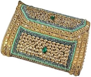 Fashion Elegant <b>Mosaic</b> Kundan Bridal Clutch Bag with Premium Beadwork and Traditional Ethnic Design Eco-Friendly Cotton Lining - Product Image 2