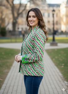 Chaqueta Acolchada de Algodón de Manga Larga para Invierno, Chaqueta de Algodón Estampada para Mujer con Diseño Floral - Product Image 3