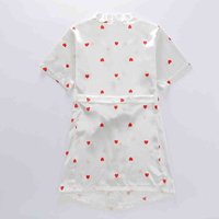 Robe de chambre légère en satin imprimé rayé pour filles, à manches courtes, col en V, longueur genou, avec nœud, style mignon d'été