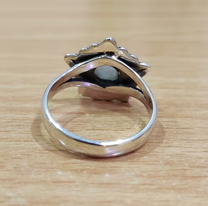 <b>Solitaire</b> Moonstone Unisex <b>Ring</b> Round Shape Star design 925 Sterling <b>Silver</b> Featuring Natural Gemstones - Product Image 4