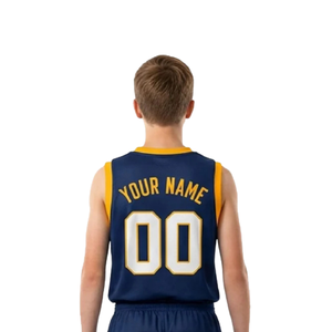 Ensemble maillot et short de basketball pour jeunes garçons, col en V, sans manches, bordure contrastante, uniforme d'équipe classique, nom et numéro personnalisés, sublimation - Product Image 5