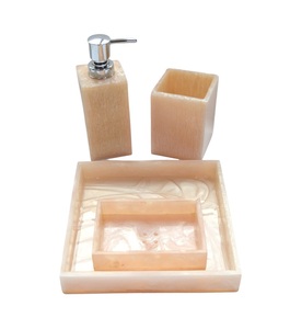 Best Selling MDF Board Enamel Printed 4Piece Bathroom Set for Home Hotel Use Soap Dispenser <b>Toothbrush</b> Tray Set For Use Bathroom - Product Image 4