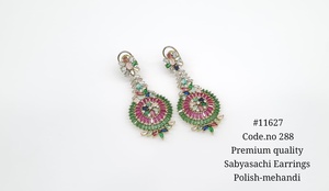 Pendientes Colgantes de Circonita Cúbica Multicolor 11627, Pendientes de Latón Chapado en Mehandi, Joyería Floral para Bodas y Fiestas - Product Image 3