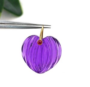 Hand Carved Gemstone <b>Heart</b> Pendants with Gold Loop – Fashion Jewelry Supplies - Double Stone Charms - Product Image 4