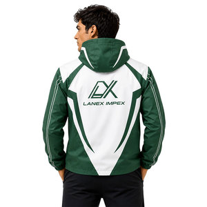 Custom Green White Hooded Windbreaker <b>Jacket</b> <b>Men</b> Lightweight Waterproof Outdoor Sports Running Training <b>Jacket</b> OEM Manufacturer - Product Image 4